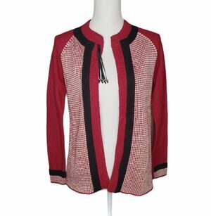Novica Peru 100% Alpaca Maroon Black Open Cardigan Tassel Detail Medium M